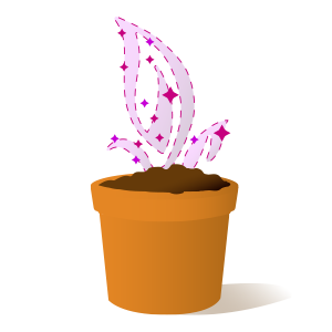 Tipped-over flower pot, spilling dirt