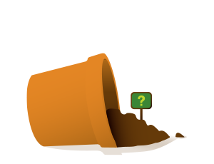 Tipped-over flower pot, spilling dirt